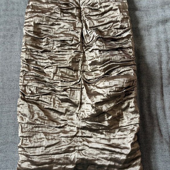 Nicole Miller | Ruched rose-gold metallic cocktail dress w/cap sleeves - Picture 15 of 16